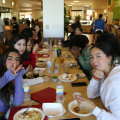 STEAM Day attendees have lunch at the university dining hall